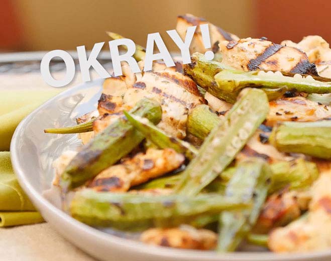 Grilled Lemon-Garlic Chicken with Grilled Okra