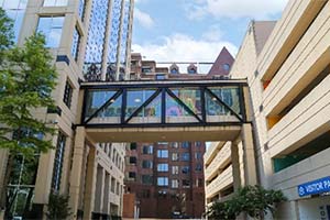 Pride rainbow from building exterior